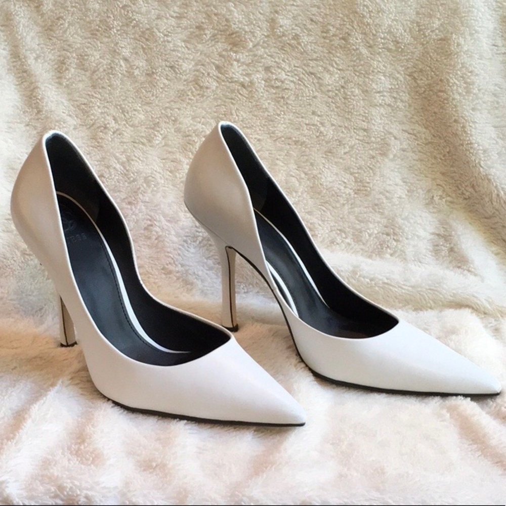 GUESS Carrie Pointy Toe Heels, White, 8 1/2